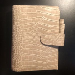 Moterm Personal Luxe Taupe Croc Leather Planner